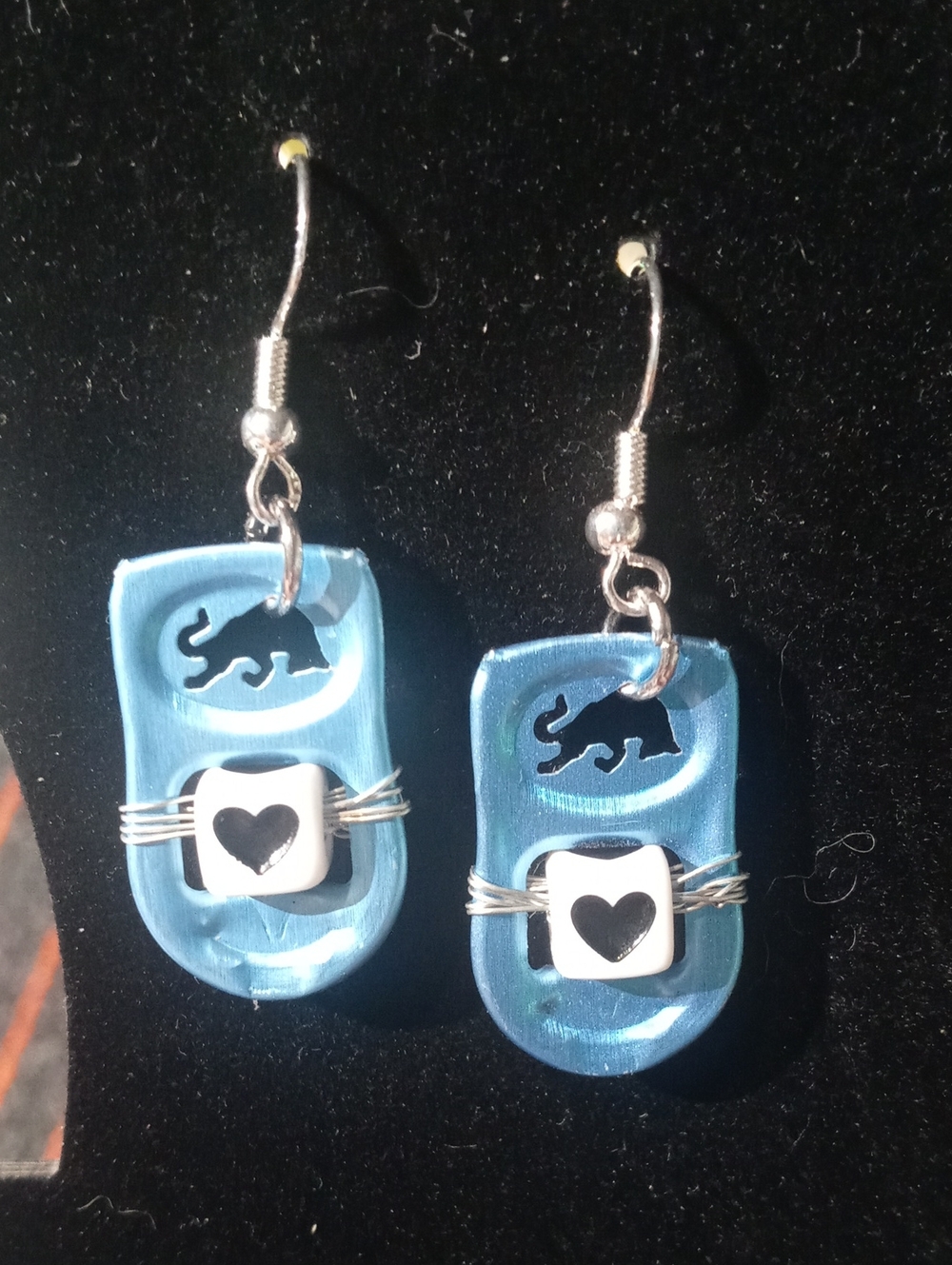 Blue Heart Accent Drop Earrings for Women